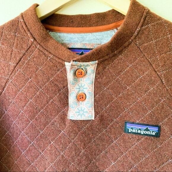 Patagonia Women's Wool Blend Diamond Quilt Henley Burnished Red Size XS - Picture 4 of 10